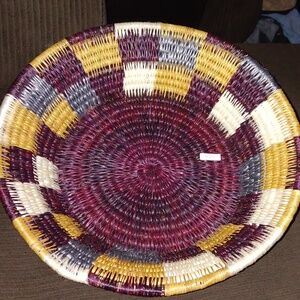 African 13'' Handcrafted Round Woven Basket